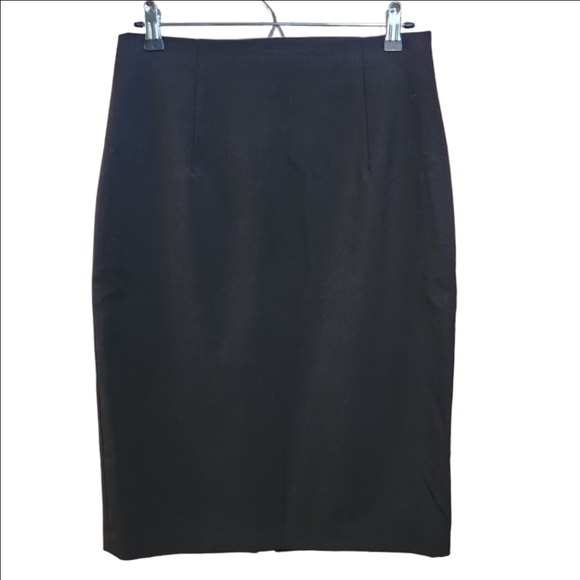 ELLEN TRACY BLACK LINED MIDI PENCIL SKIRT BACK SLIT SIZE 8 EUC - Picture 6 of 6
